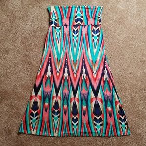Long Multi Color Boho Maxi Skirt
